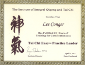 Tai Chi Easy Certificate